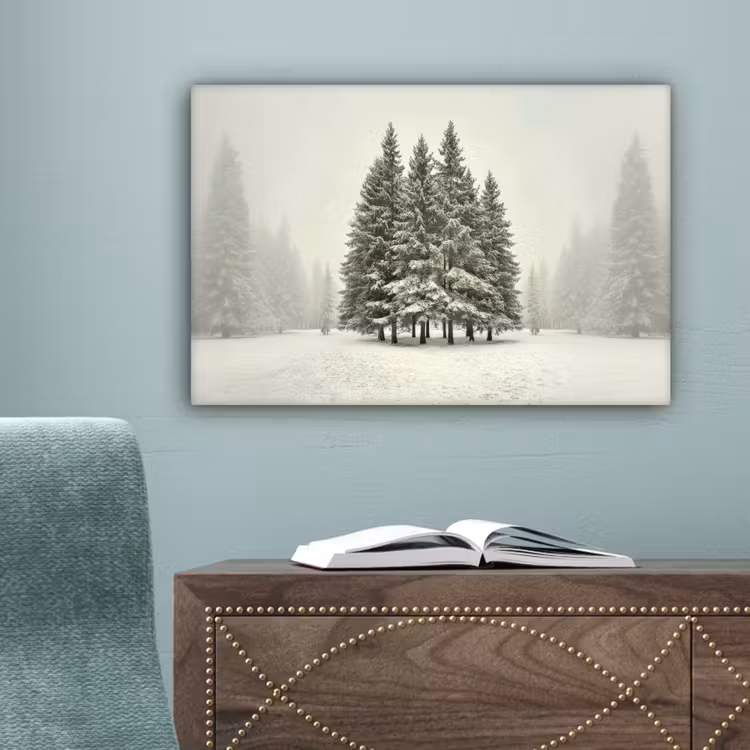 Bomen - Sneeuw - Wit canvas 2cm klein -sfeer4
