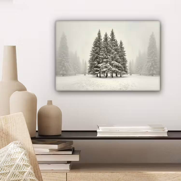 Bomen - Sneeuw - Wit canvas 2cm klein -sfeer6