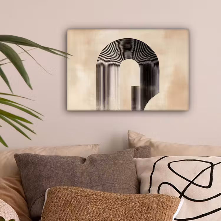 Boog -  Strepen - Minimalistisch - Zwart canvas 2cm klein -sfeer1