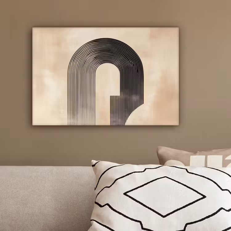 Boog -  Strepen - Minimalistisch - Zwart canvas 2cm klein -sfeer3