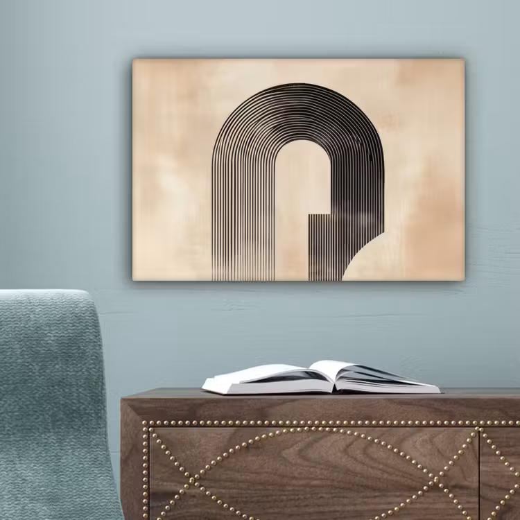 Boog -  Strepen - Minimalistisch - Zwart canvas 2cm klein -sfeer4