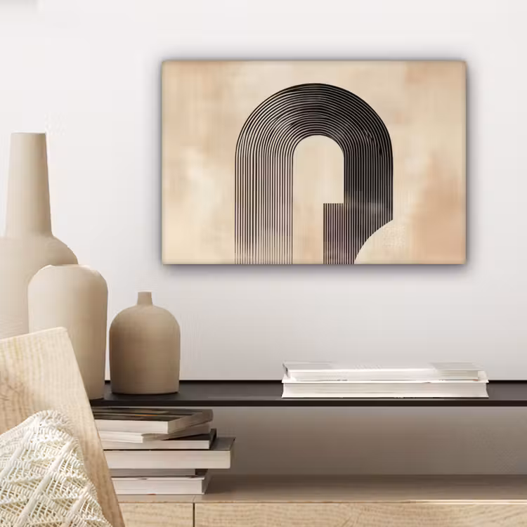 Boog -  Strepen - Minimalistisch - Zwart canvas 2cm klein -sfeer6