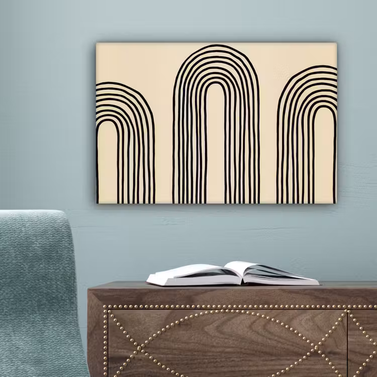 Boogvormen - Zwart - Strak canvas 2cm klein -sfeer4