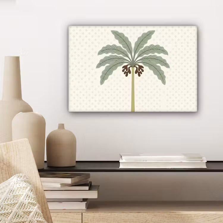 Boom - Bladeren - Groen - Decoratief - Beige canvas 2cm klein -sfeer6