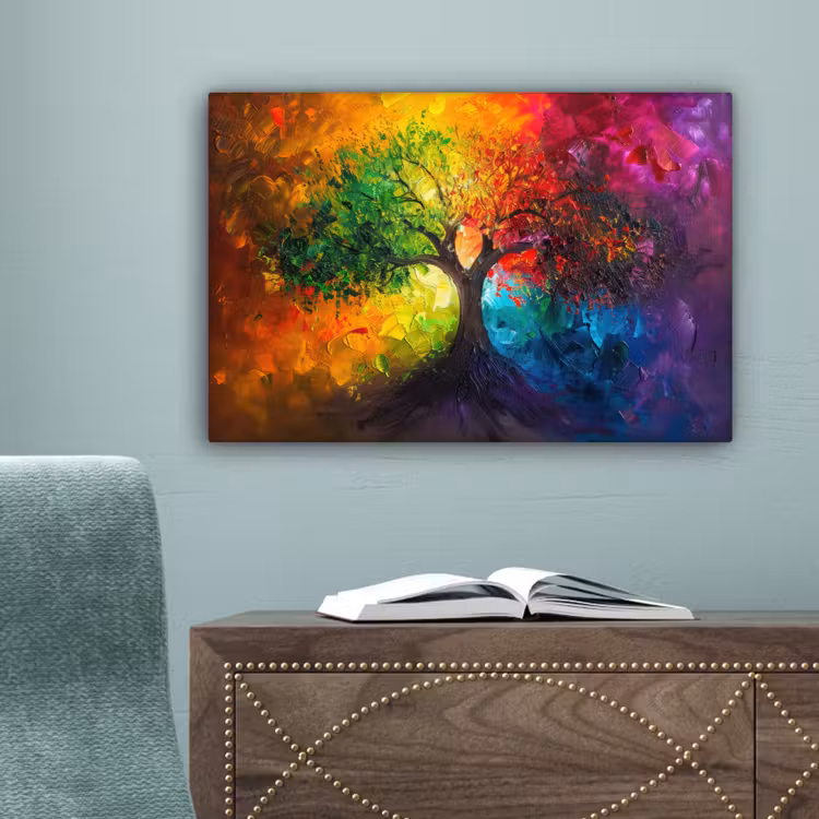 Boom - Kleurrijk - Modern - Abstract canvas 2cm klein -sfeer4