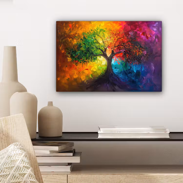 Boom - Kleurrijk - Modern - Abstract canvas 2cm klein -sfeer6