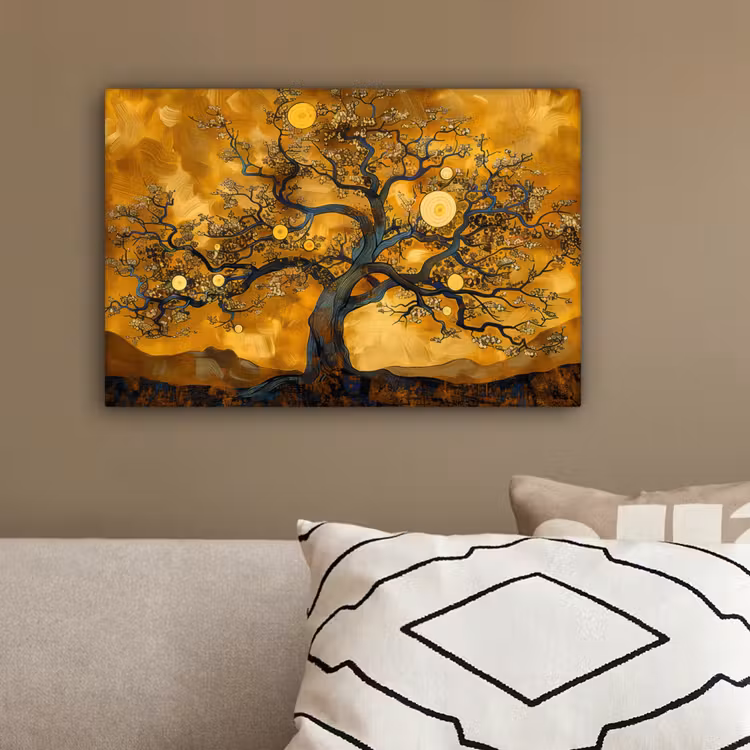 Boom - Levensboom - Abstract - Goud canvas 2cm klein -sfeer3