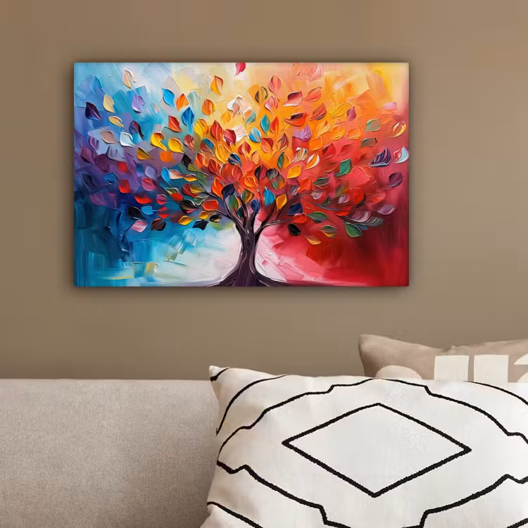 Boom - Levensboom - Kleurrijk - Abstract canvas 2cm klein -sfeer3
