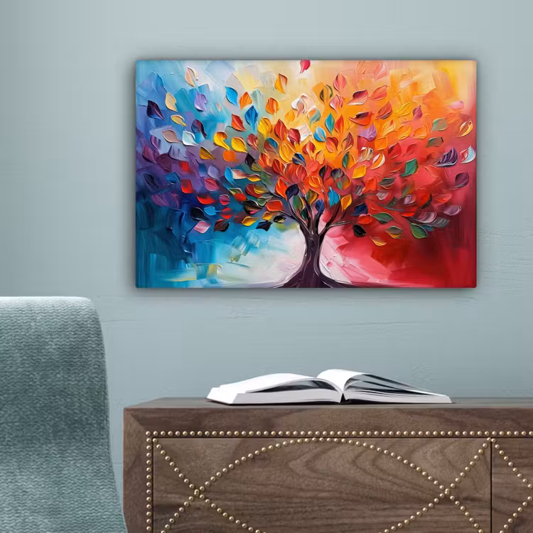 Boom - Levensboom - Kleurrijk - Abstract canvas 2cm klein -sfeer4