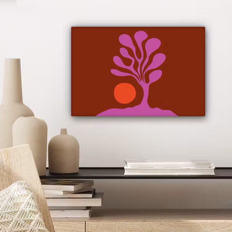 Boom - Paars - Cirkel - Vloeiend canvas 2cm klein -sfeer6