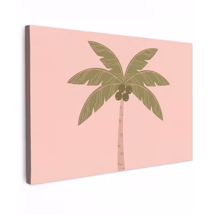 Boom - Palm - Natuur - Illustratie - Roze canvas 2cm klein -z3d