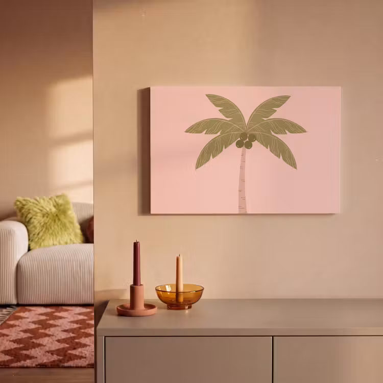 Boom - Palm - Natuur - Illustratie - Roze canvas 2cm klein -sfeer1