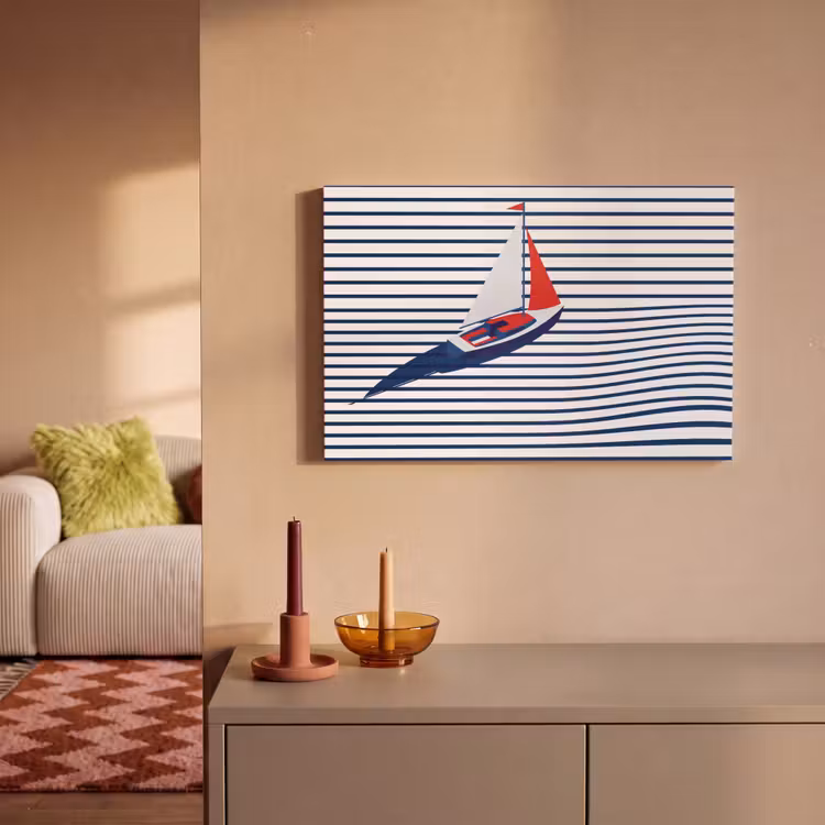 Boot - Water - Abstract - Blauw canvas 2cm klein -sfeer1