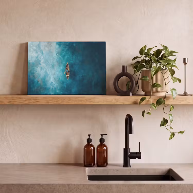 Bootje - Water - Blauw canvas 2cm klein -sfeer3