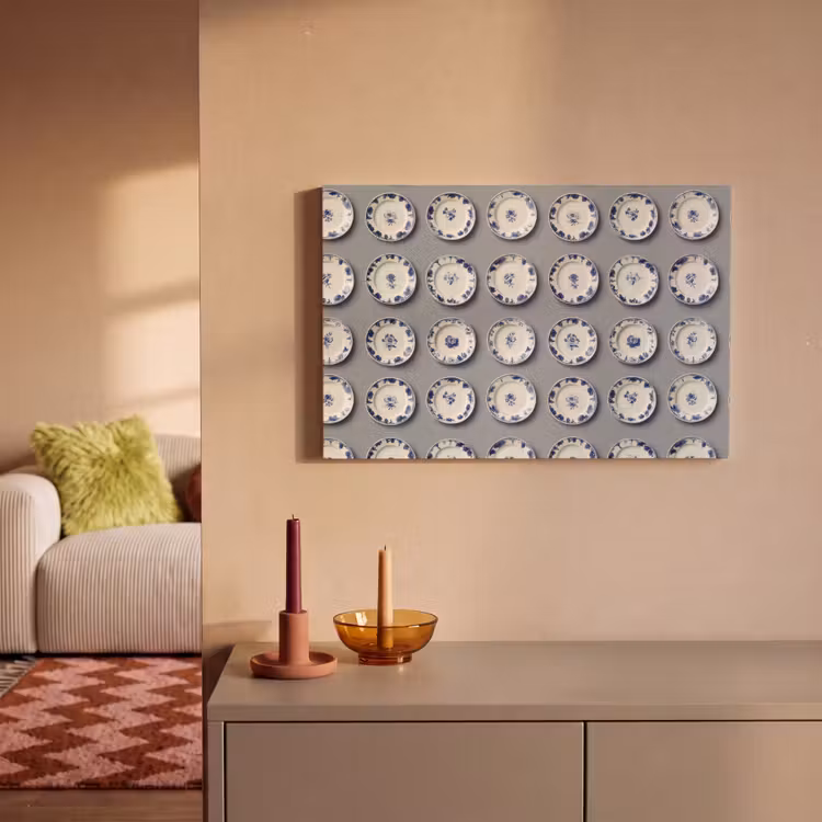 Borden - Bloemen - Blauw - Wit canvas 2cm klein 34 -sfeer1