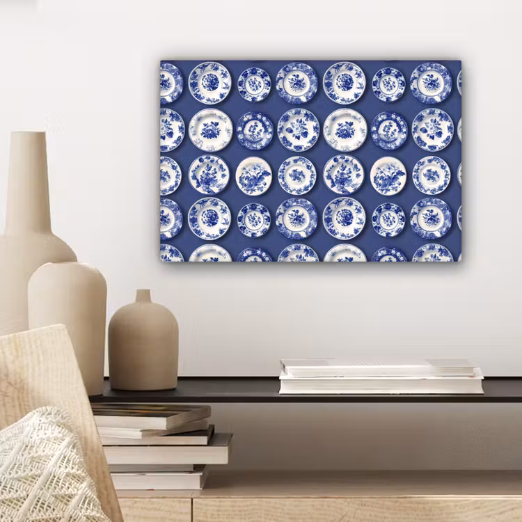 Borden - Floraal - Blauw canvas 2cm klein 34 -sfeer6