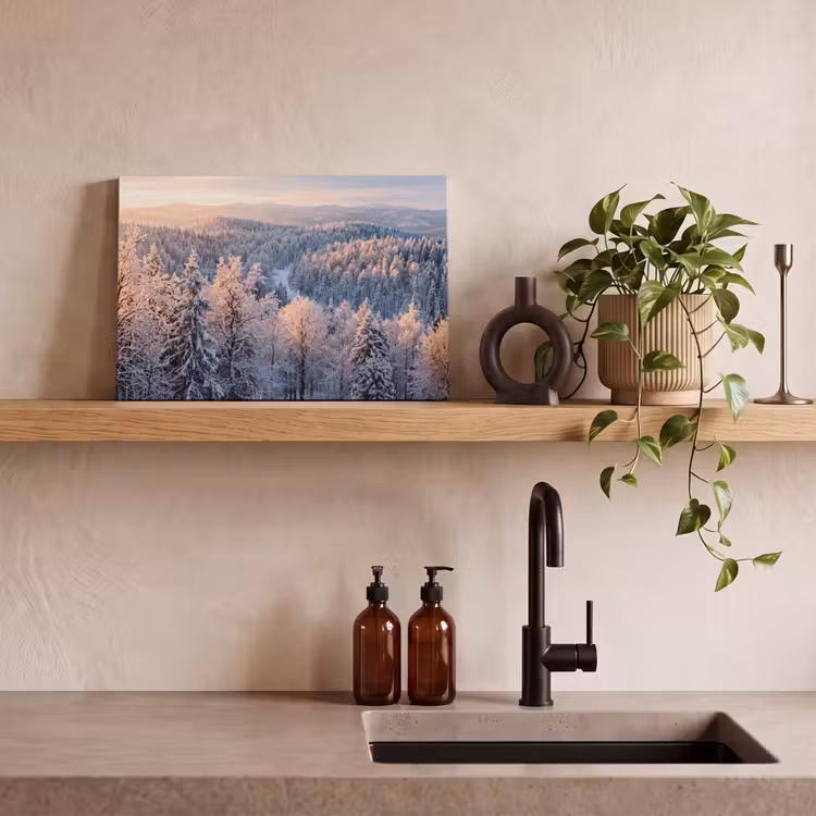 Bos - Bergen - Goud - Winter - Warm canvas 2cm klein -sfeer3