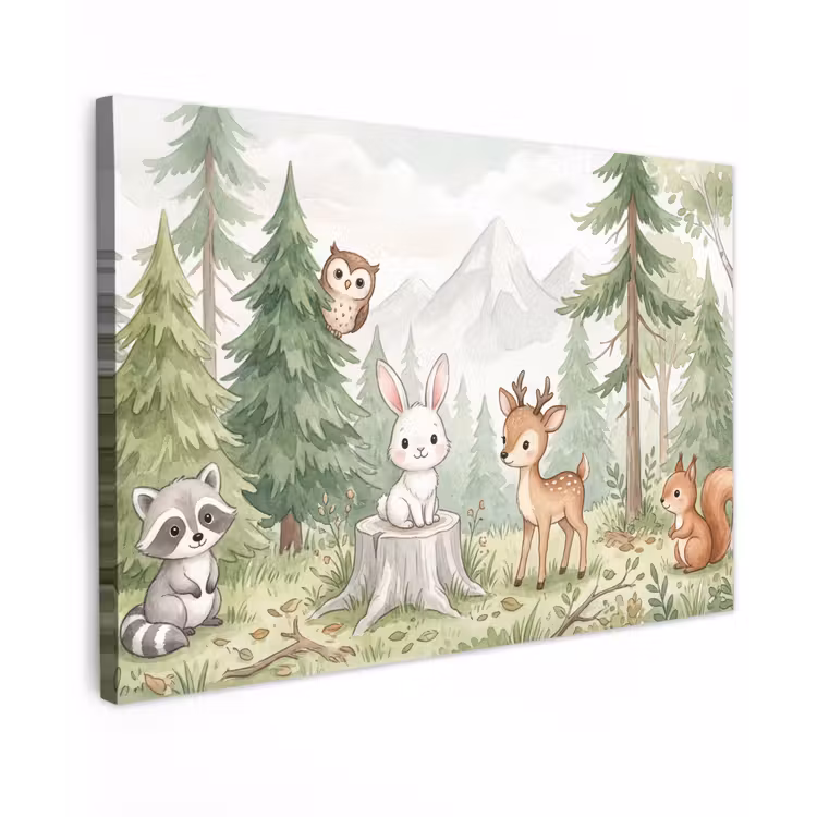 Bos - Dieren - Groen canvas 2cm klein -z3d