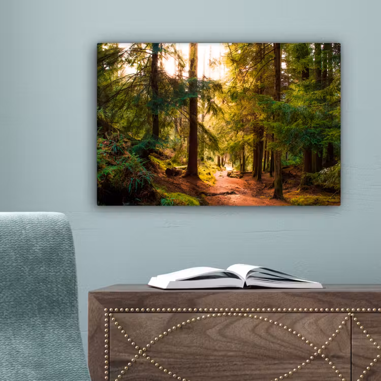 Bos - Pad - Bomen - Groen - Zon - Natuur canvas 2cm klein -sfeer4