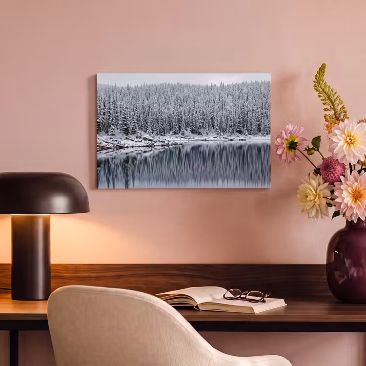 Bos - Reflectie - Meer - Winter - Serene canvas 2cm klein -sfeer4