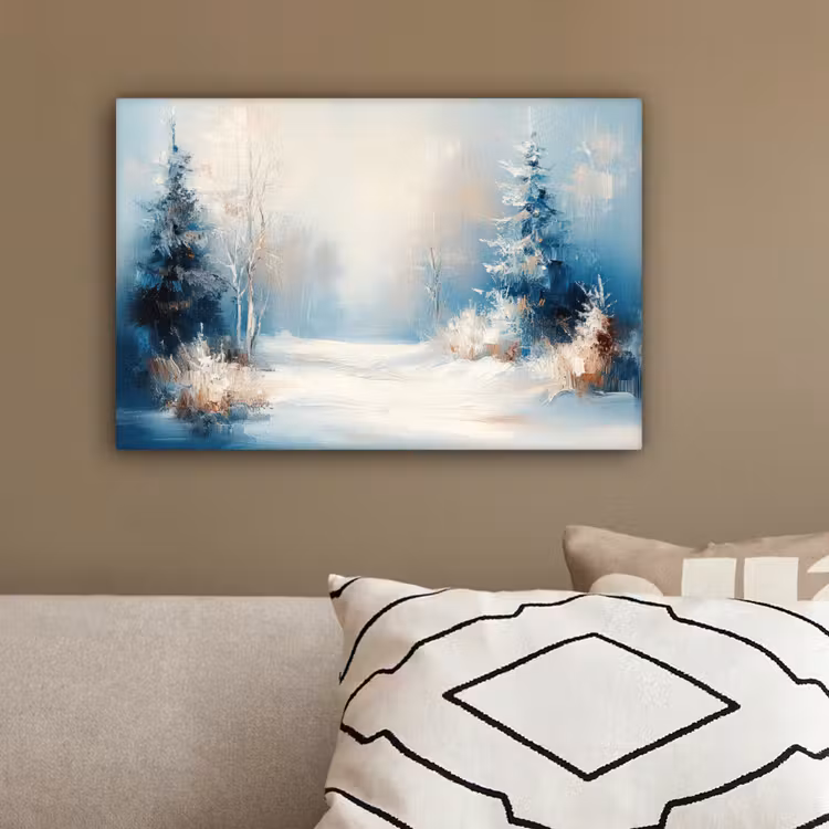 Bos - Winter - Natuur - Abstract - Sneeuw canvas 2cm klein -sfeer3