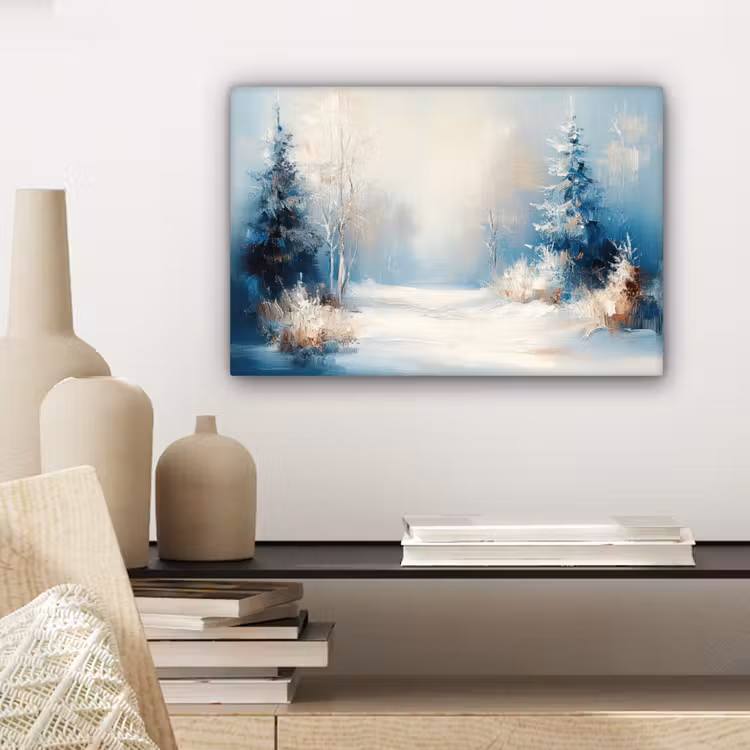 Bos - Winter - Natuur - Abstract - Sneeuw canvas 2cm klein -sfeer6