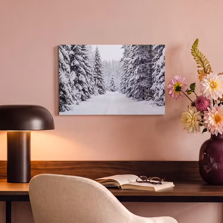 Bos - Winter - Sneeuw - Pad - Natuur canvas 2cm klein -sfeer4