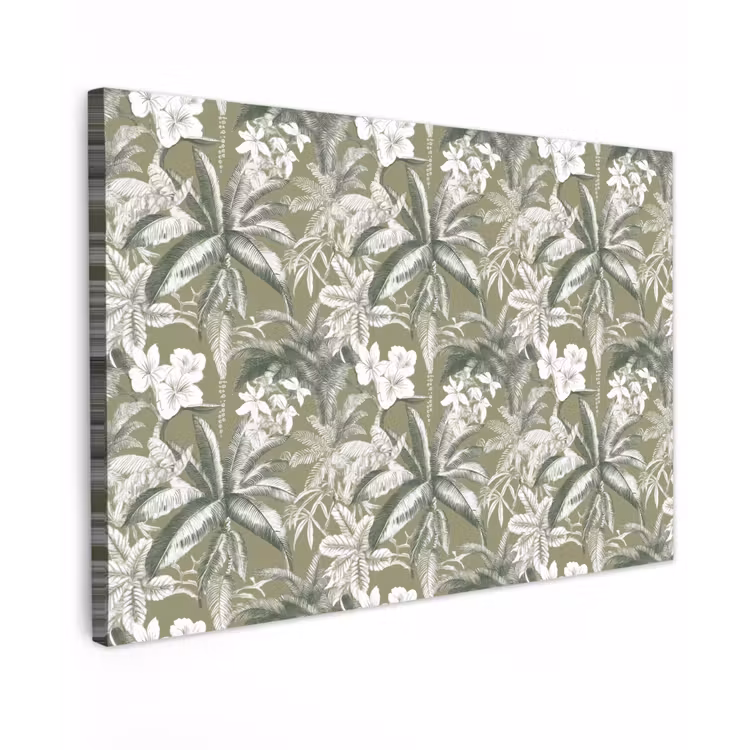 Botanisch - Bloemen - Groen canvas 2cm klein 34 -z3d