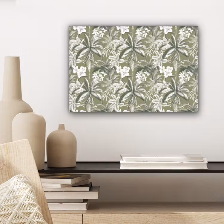 Botanisch - Bloemen - Groen canvas 2cm klein 34 -sfeer6