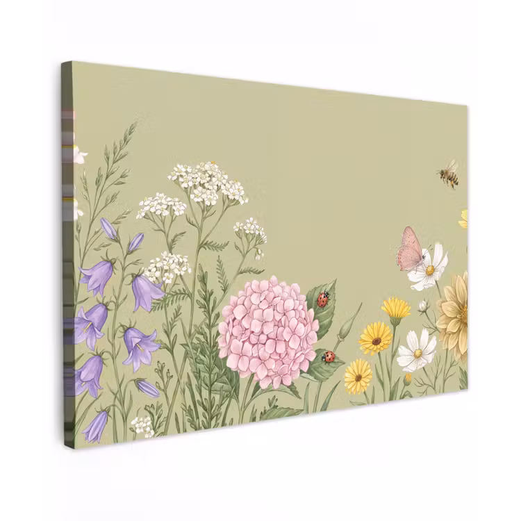 Botanisch - Bloemen - Kleurrijk canvas 2cm klein -z3d