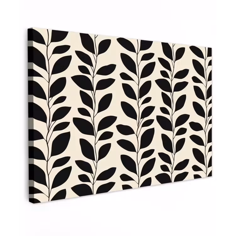 Botanisch - Dessin - Zwart - Beige canvas 2cm klein 34 -z3d