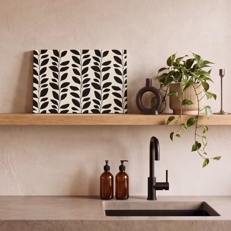 Botanisch - Dessin - Zwart - Beige canvas 2cm klein 34 -sfeer3