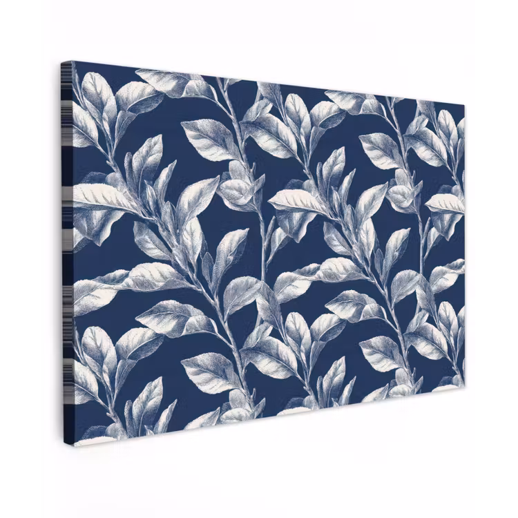 Botanisch - Patroon - Blauw canvas 2cm klein 34 -z3d