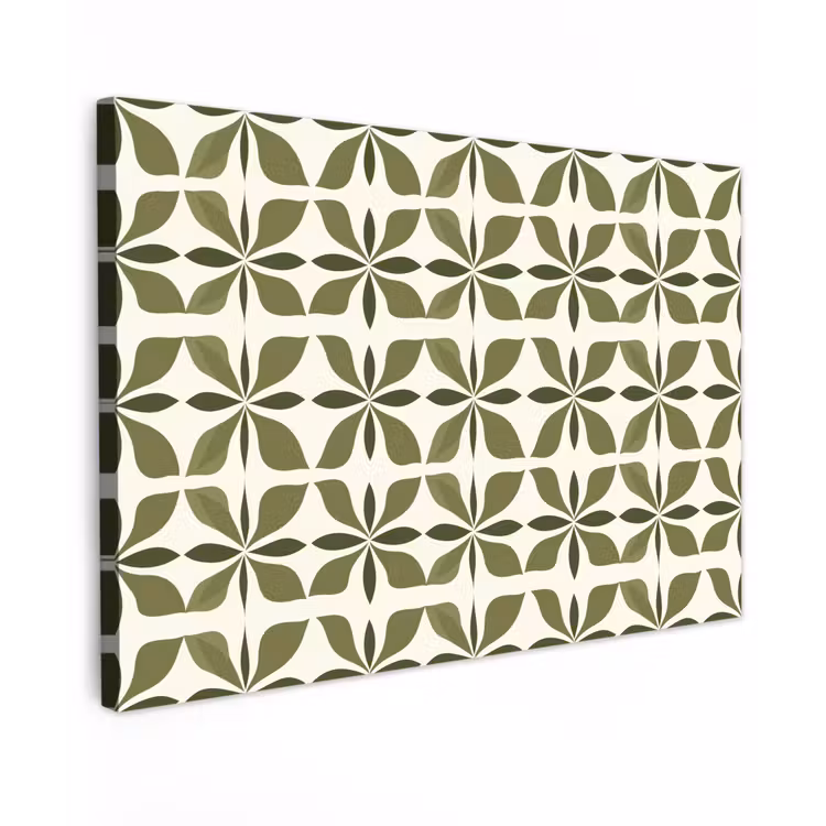 Botanisch - Retro - Groen canvas 2cm klein 34 -z3d