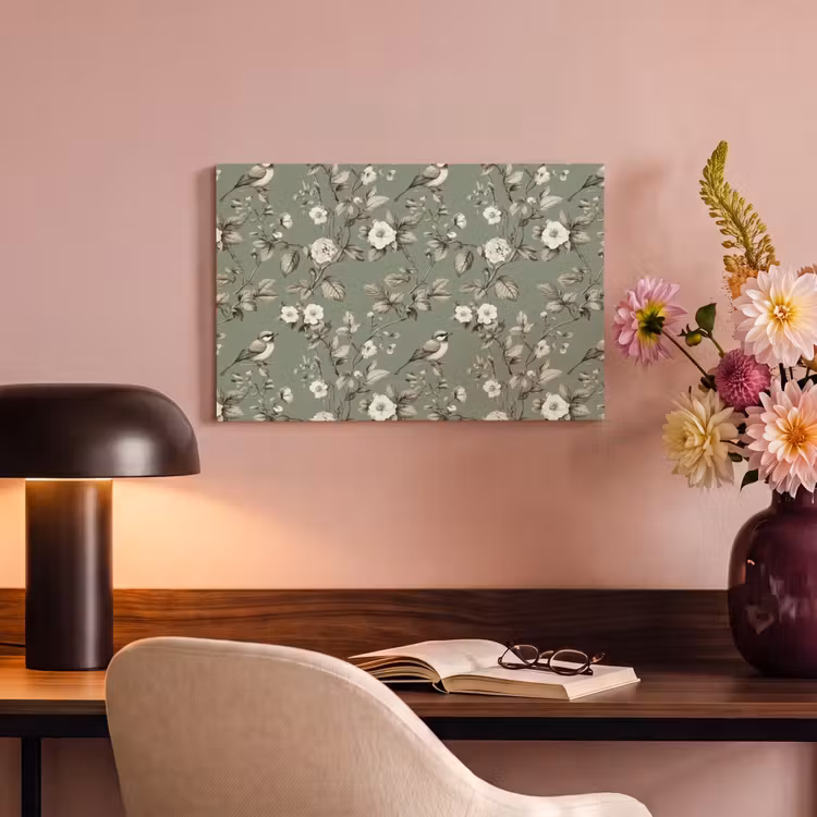 Botanisch - Vogels - Groen canvas 2cm klein 34 -sfeer4