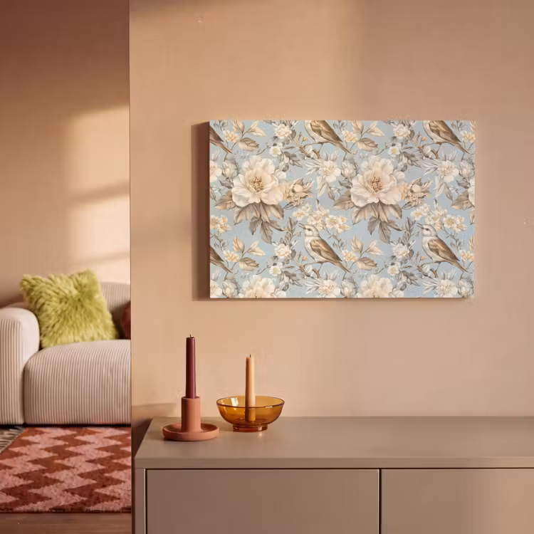 Botanisch - Zangvogel - Blauw canvas 2cm klein 34 -sfeer1