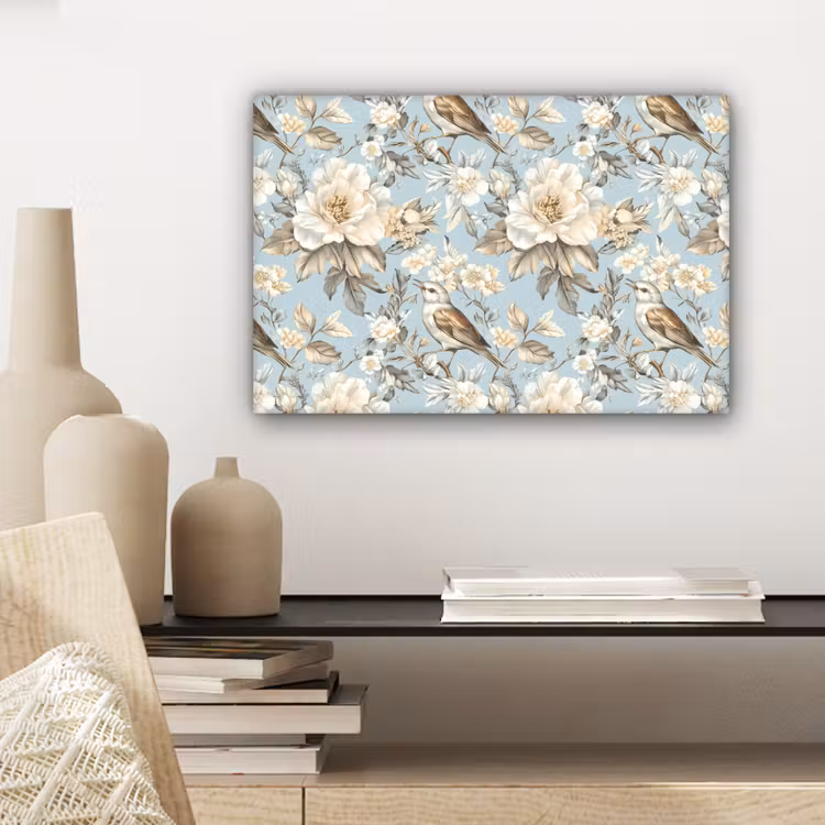 Botanisch - Zangvogel - Blauw canvas 2cm klein 34 -sfeer6