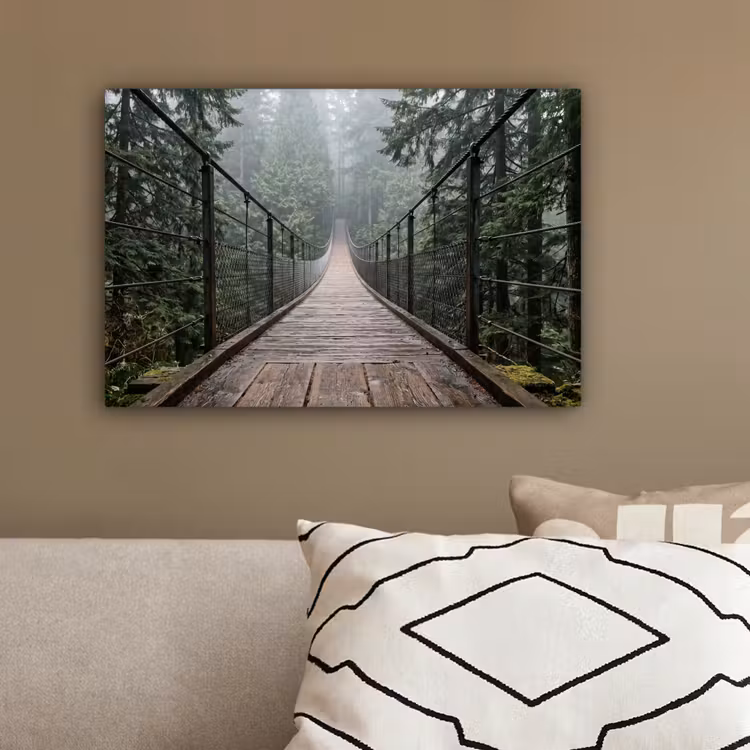 Brug - Bos - Mist - Natuur canvas 2cm klein -sfeer3