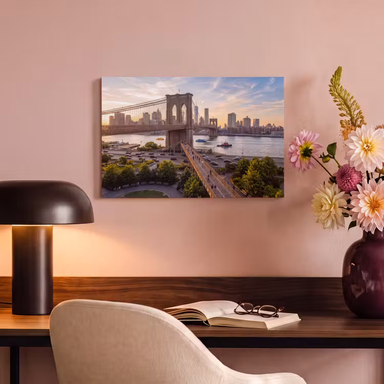 Brug - Rivier - Stad - Zonsondergang - Architectuur canvas 2cm klein -sfeer4