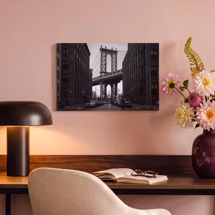 Brug - Stad - Architectuur - Modern - Zwart-wit canvas 2cm klein -sfeer4