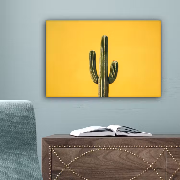 Cactus - Groen - Minimalistisch canvas 2cm klein -sfeer4