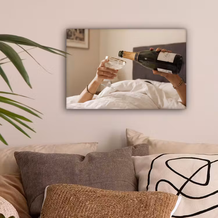 Champagne - Bed - Bubbels canvas 2cm klein -sfeer1