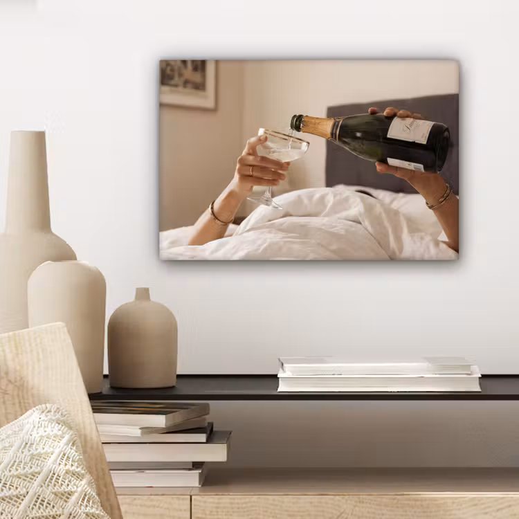 Champagne - Bed - Bubbels canvas 2cm klein -sfeer6