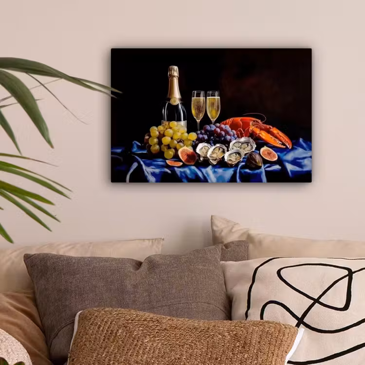 Champagne - Luxe - Oesters canvas 2cm klein -sfeer1