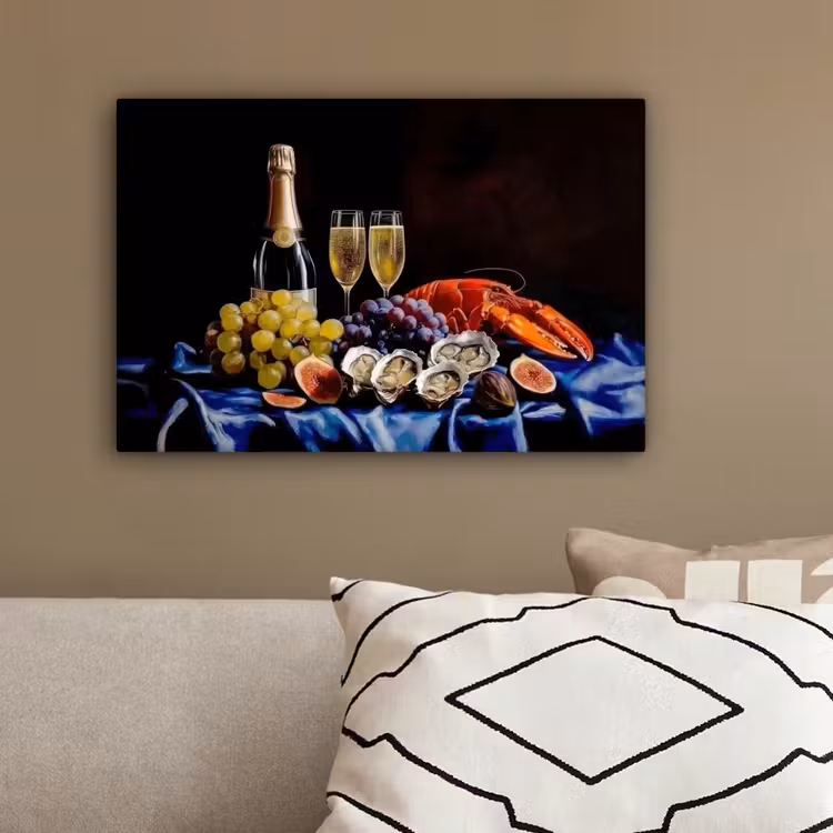 Champagne - Luxe - Oesters canvas 2cm klein -sfeer3