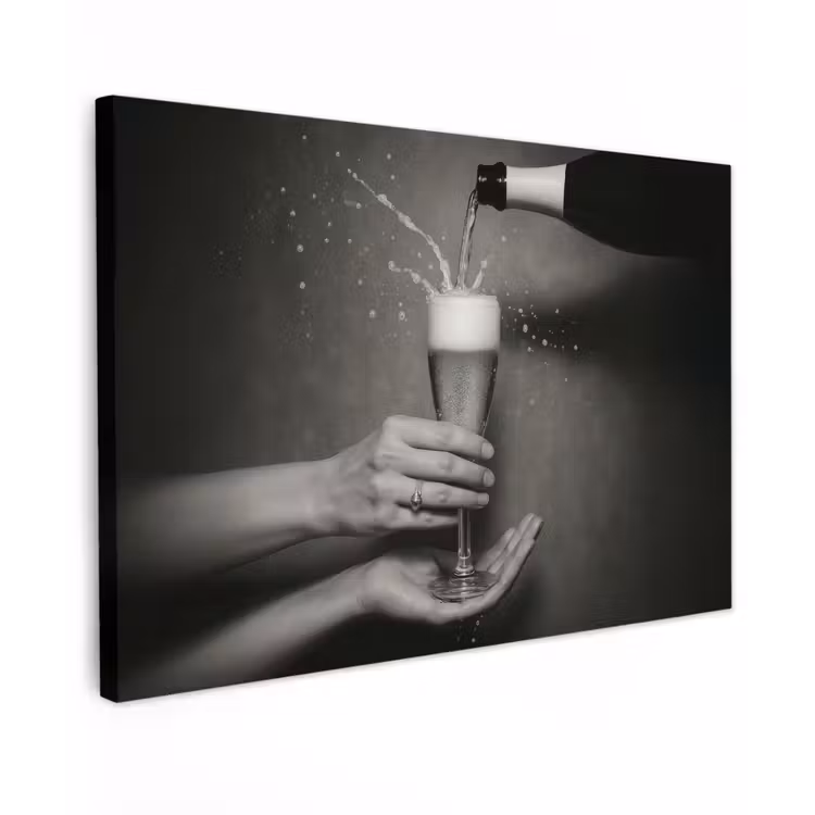 Champagnefles - Glas - Minimalistisch - Spetters canvas 2cm klein -z3d