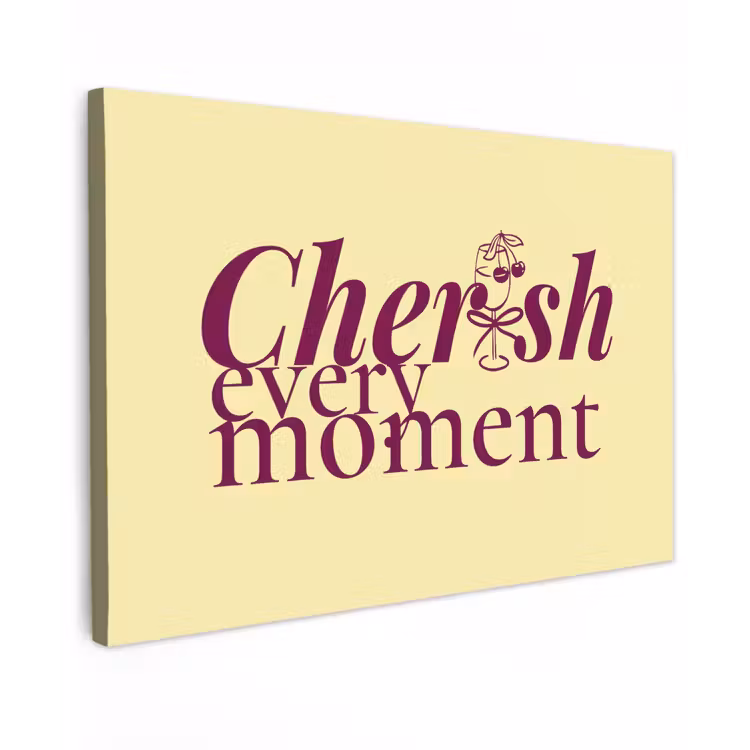 Cherish every moment - Cocktailglas - Geel canvas 2cm klein -z3d