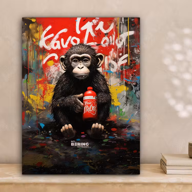 Chimpansee voor graffiti muur canvas 2cm klein -sfeer1