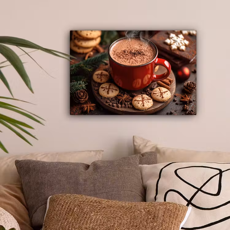 Chocolademelk - Mok - Winter - Kerst - Gezelligheid canvas 2cm klein -sfeer1