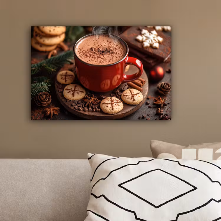 Chocolademelk - Mok - Winter - Kerst - Gezelligheid canvas 2cm klein -sfeer3